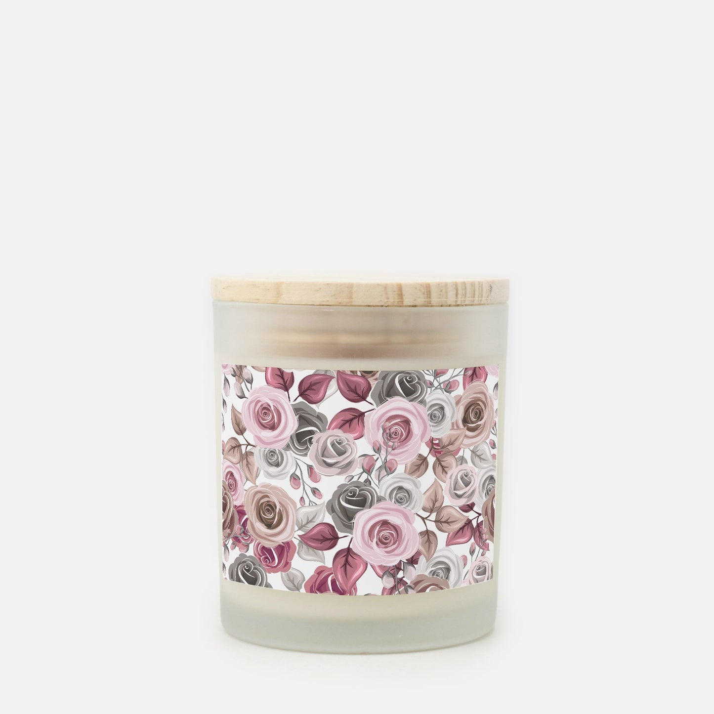 Charming Roses Frosted Glass Candle (Hand Poured 11 oz)