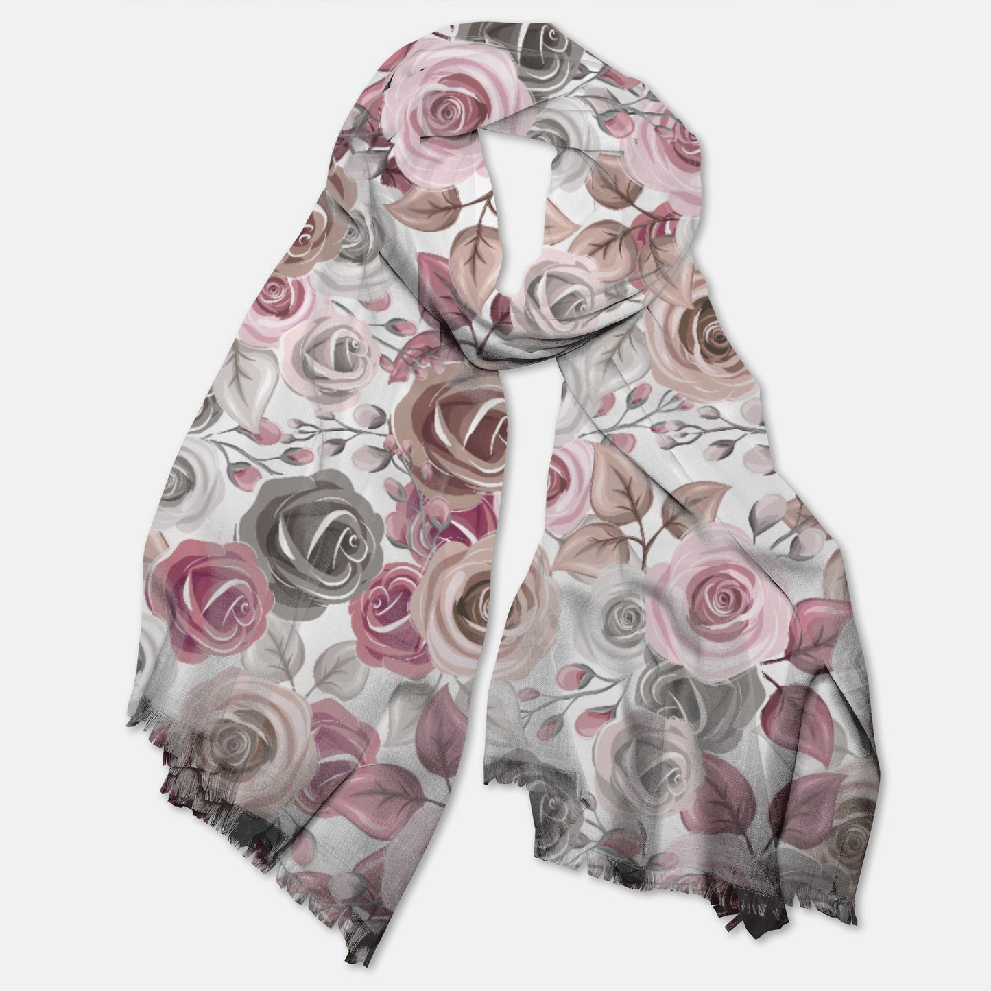 Charming Roses Lightweight Scarf - Elegant Accessory for Fiber Artists and Beyond