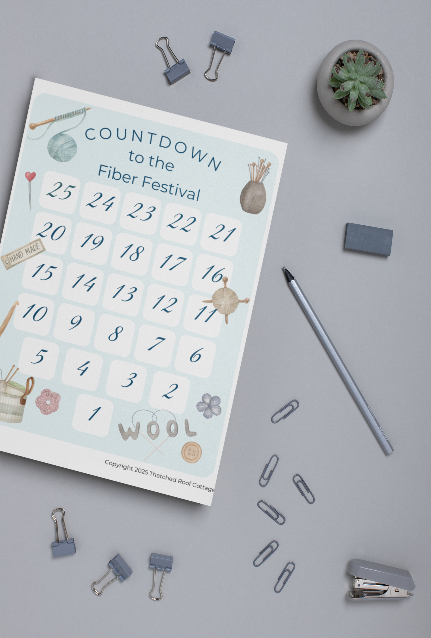 Countdown to the Fiber Festival – Watercolor Fiber Arts Design - Customizable - Printable