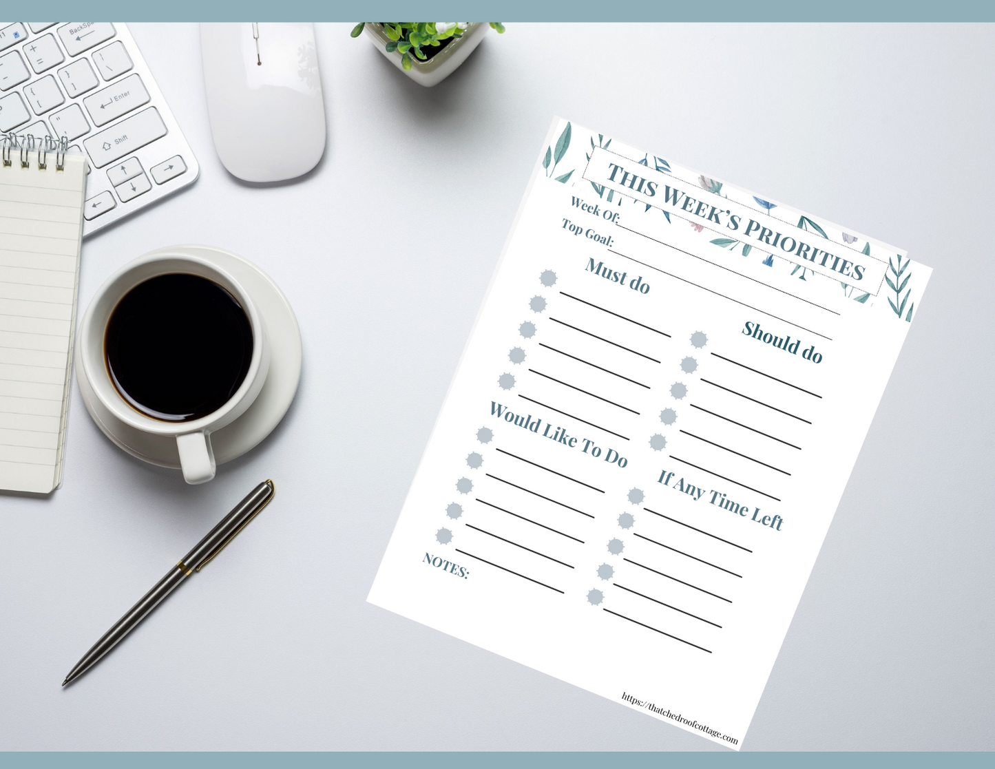 Focus & Flourish: Printable Floral Productivity Kit for Inspired Planning - Instant Download