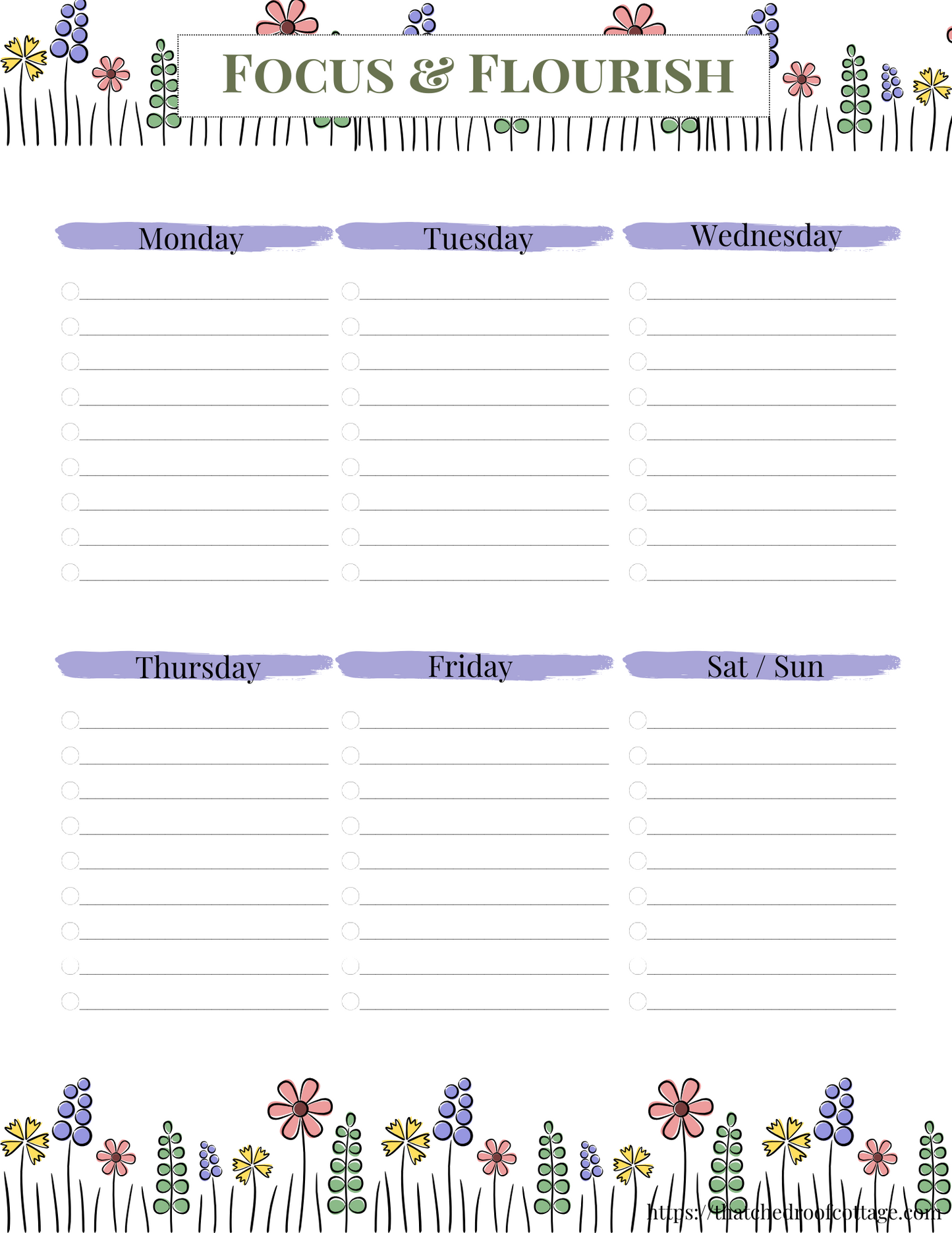 Focus & Flourish: Printable Floral Productivity Kit for Inspired Planning - Instant Download
