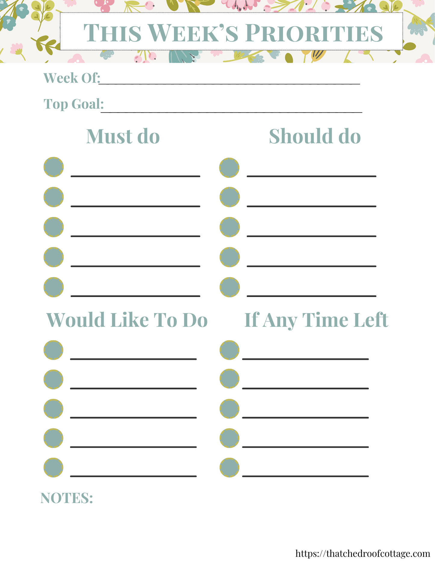 Focus & Flourish: Printable Floral Productivity Kit for Inspired Planning - Instant Download