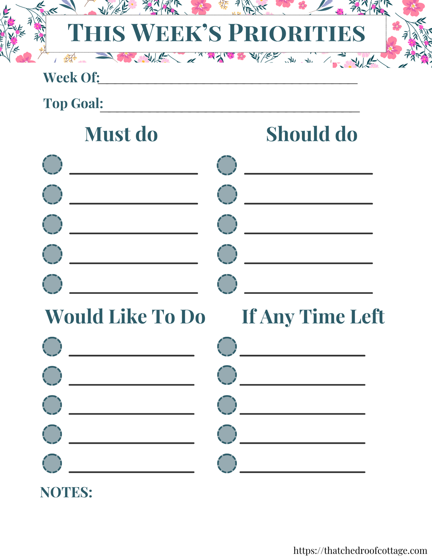 Focus & Flourish: Printable Floral Productivity Kit for Inspired Planning - Instant Download