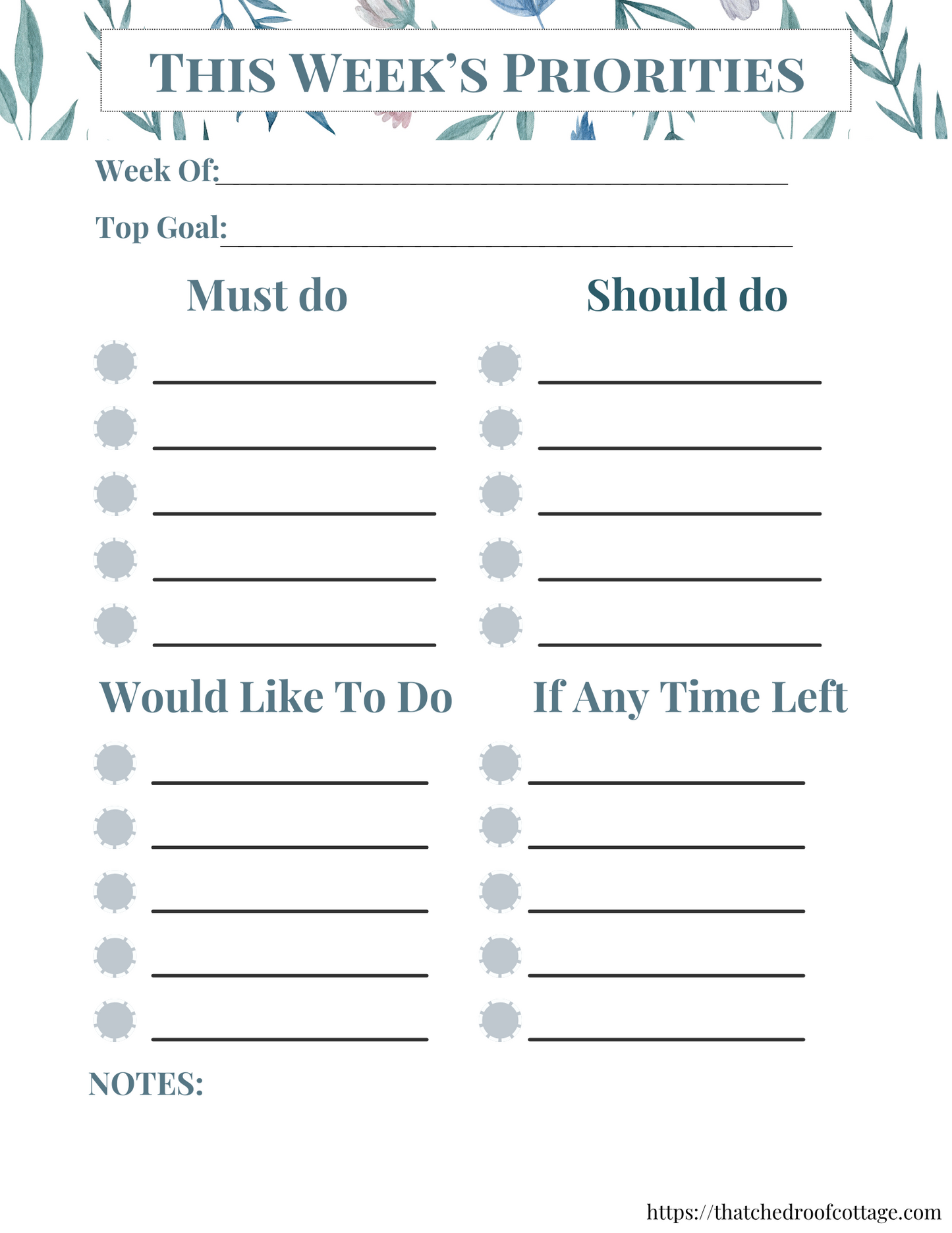 Focus & Flourish: Printable Floral Productivity Kit for Inspired Planning - Instant Download