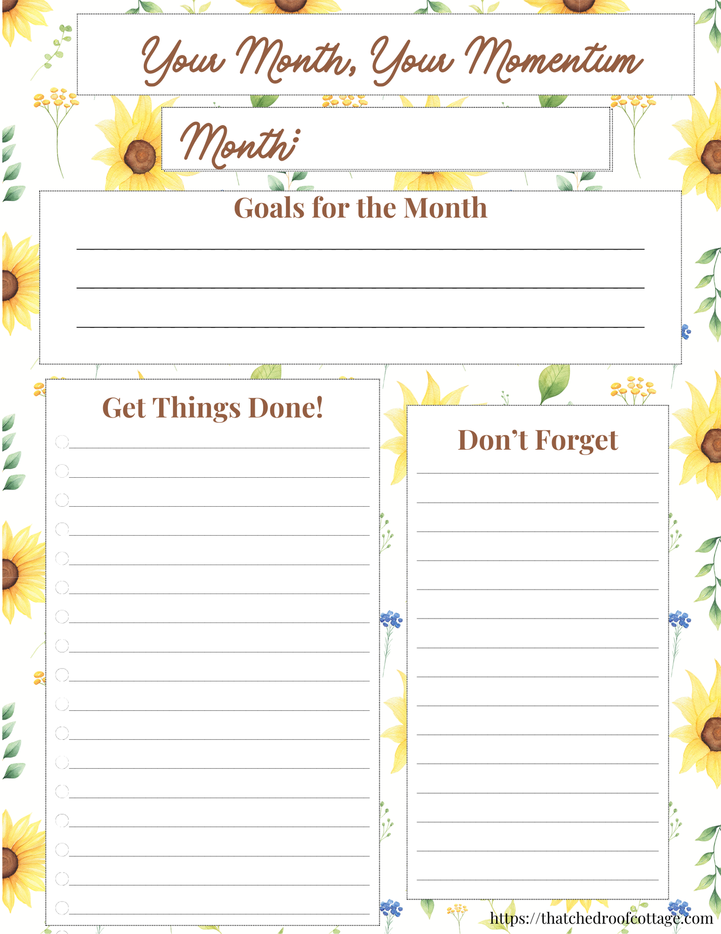 Focus & Flourish: Printable Floral Productivity Kit for Inspired Planning - Instant Download